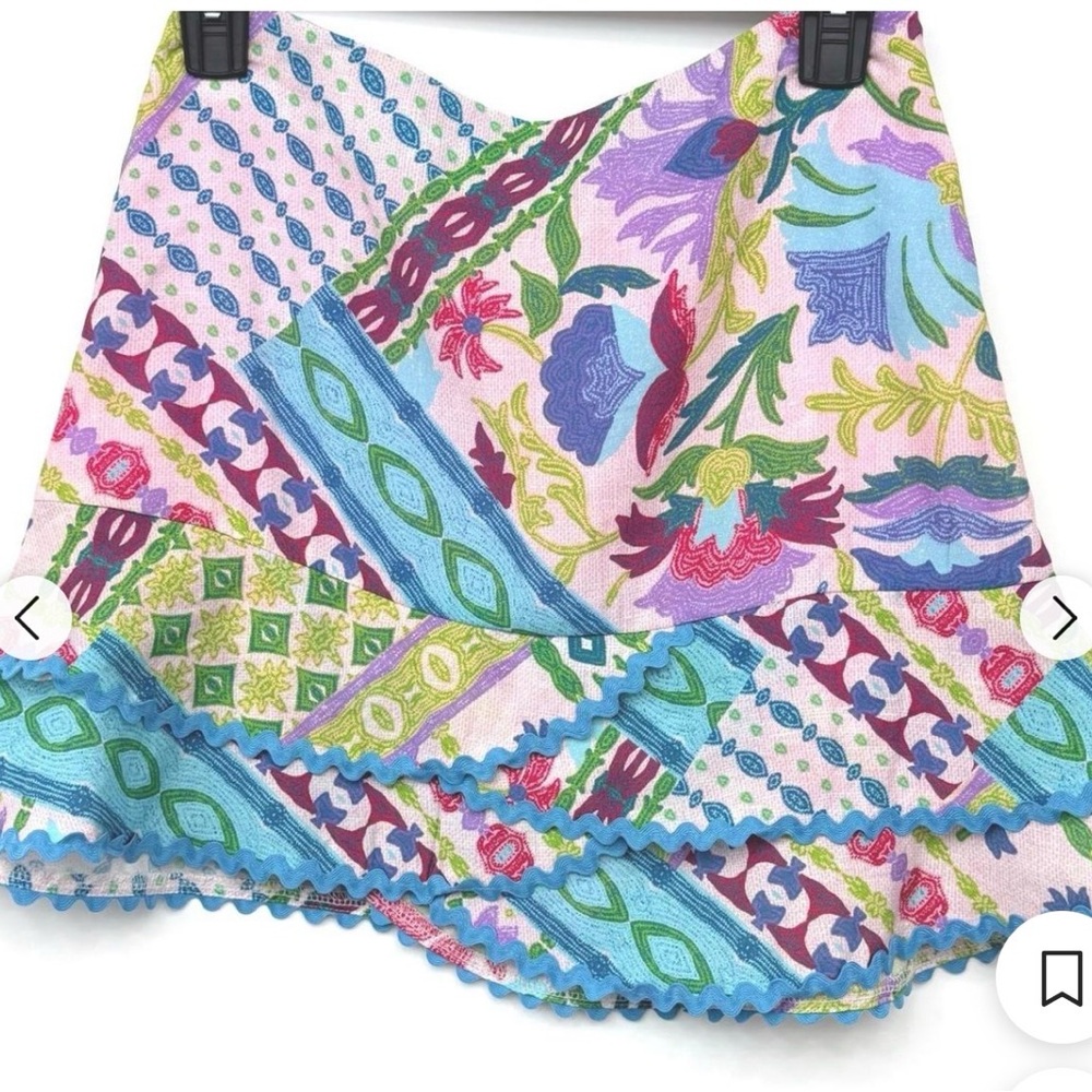 TCEC Two Piece Set Crop Top/ Ruffled Mini Skirt Floral Patchwork - Picture 6 of 6